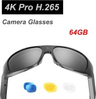 Occhiali con telecamera 4K polarizzata con lenti sostituibili (memoria da 64 GB) con IP54