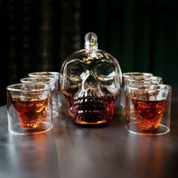 Karafa lebka 1 l – sada so 6 pohármi 3D lebka 75 ml