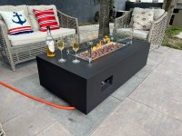 Zahradní přenosné plynové ohniště do zahrady - stolní krb LUXURIO 140x70 cm černý