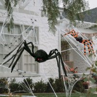 Pavučina na Halloween s pavúkmi – set pavučiny + 2 XXL pavúci + 20 mini pavúkov