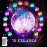 GALAXIA nočné LED svetlo s ovládaním 16 farieb + drevený podstavec