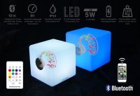 Kocka plastová reproduktor Bluetooth 10W + výkon + IP44 + RGB farebná - 35x35x35cm