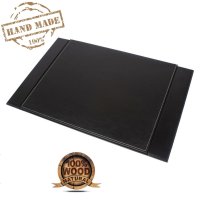 Podložka na písací stôl –handmade luxusná čierna 100% syntetická koža + drevo