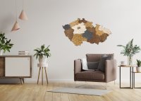 3D dřevěná nástěnná mapa Česka s vyznačenými městy 45×79 cm