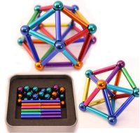 Farebné tyčinky magnetické + 27 guličiek strieborných neodymové