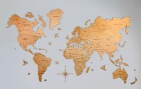 Nástěnná mapa světa dřevěná 3D – světlé dřevo, 100×60 cm dřevěný obraz na zeď