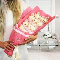 Kytica s medvedíkmi – luxusná darčeková kytica na Valentína, valentínskz darček