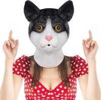 Maska na tvár mačka čierna – silikónová maska mačky na karneval čierna