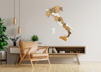 2D drevená mapa Talianska - Nástenná mapa Talianska s vyznačenými mestami 100×90,6 cm