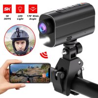Športová akčná 5K WiFi kamera na bicykel + 3W LED svetlo + 6-osová stabilizácia