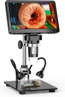 Digitálny mikroskop s podstavcom 1200x zoom priblíženie s 7"displejom s nastaviteľnými LED svetlami