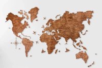 3D drevená mapa sveta 100×60 cm – nástenný 3D drevený obraz (farba - dub)