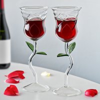 Vínové poháre s dizajnom ruže – darčekový set 2 pohárov v tvare ruže