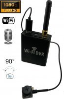 Câmera de botão FULL HD 90° + módulo WiFi DVR para transmissão ao vivo + áudio + bateria de 1500mAh