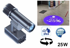 Logoprojektion bis zu 5M - LED-Gobo-Projektor 25W wasserdicht + drehbar