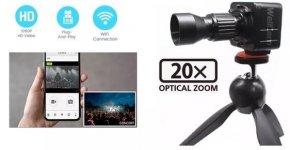 Spionminikamera med 20x ZOOM-zoom med FULL HD + WiFi (iOS/Android)