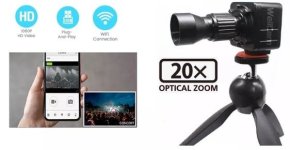 ​Spy mini kamera su 20x ZOOM priartinimu ir FULL HD + WiFi (iOS / Android)