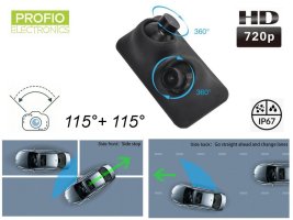 HD dual IP68 rotating mini reversing 115° side mirror camera