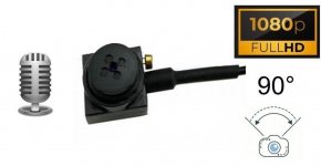 Spy FULL HD pinhole kamera v knoflíku 90° úhel + audio nahrávání