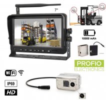 Lézer + kamera készlet targoncához - 7" AHD monitor + HD wifi IP69 kamera + 10000 mAh akkumulátor