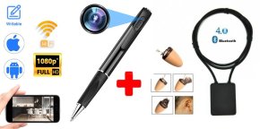 SPY SET - FULL HD WiFi pen camera P2P live streaming + Spy earpiece