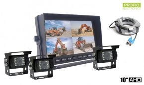 Sistema di parcheggio AHD - Monitor per auto LCD HD da 10" + 3x videocamera HD