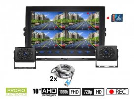 Kamerový AHD set - 1x 10“ hybridný monitor + 2x HD IR kamera
