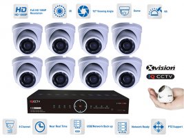 Sistema de CCTV analógico 8x câmera AHD 1080P com 15 m IR e DVR