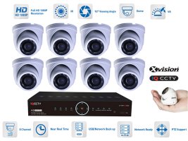 Analog CCTV system 8x AHD camera 1080P with 15 m IR and DVR