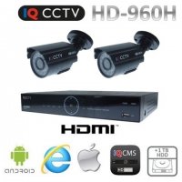 مجموعات CCTV 960H مع كاميرتين رصاصيتين مع 20m IR + DVR بسعة 1 تيرابايت