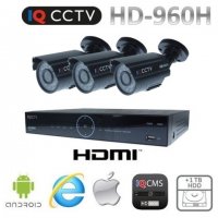 Camera Kits 960H with 3x bullet cameras - 20m IR + DVR with 1TB