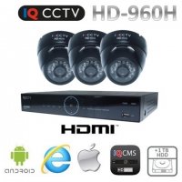 CCTV 960H z 3 kamerami kopułkowymi 20m IR + DVR z 1TB HDD