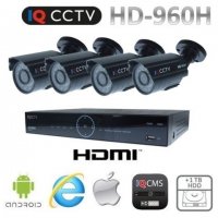 CCTV 960H 4x kulekamera med 20m IR + DVR med 1TB