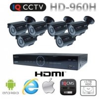 CCTV-system 960H - 6 kulekameraer med 20m IR + DVR med 1TB