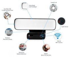 Cámara WiFi con luz LED de 16W + IP65 + detección de movimiento