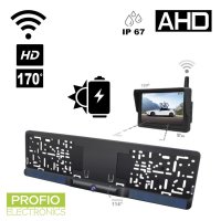 Solární zadní couvací kamera AHD HD s Wifi v SPZ s 170° + 5" AHD monitor