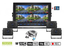 Sistema di retromarcia AHD - 1 monitor ibrido da 10" + 4 telecamere IR HD