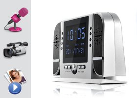 LCD alarm clock with camera + motion detection + night IR LEDs