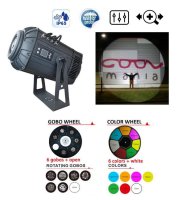 GOBO projektor - projektion på väggar upp till 200M - ZOOM 11°- 46° med 17000 lm + bricka för 7xLogo