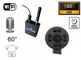 Шпионска камера IR нощна LED + WiFi DVR модул с P2P мониторинг на живо + аудио