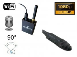 Microcamera spion FULL HD pinhole 90° + modul DVR wireless pentru transmisie LIVE