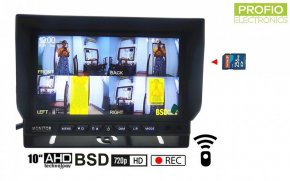 10" LCD ryggeskjerm BSD med opptak for 4 kameraer