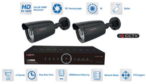 Sistema de cámaras AHD 2x 1080P cámara con IR de 20m y DVR híbrido