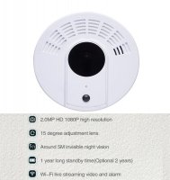 WiFi dūmų detektorius su FULL HD kamera + IR LED + mobilioji programėlė