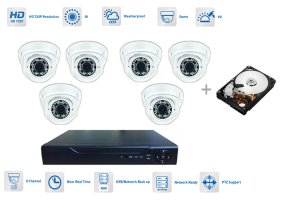 Komplet AHD kamer - 6x 720P kamera s 30 m IR in hibridnim DVR