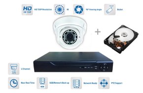 Kamera-Set - 1x Kamera 720P mit 30 m IR + Hybrid-DVR + 1TB HDD