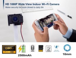 Caméra LED Full HD Mini Sténopé 10mm WiFi / P2P IR - Fisheye 14