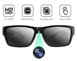 WiFi spy HD camera hidden in glasses with touch control