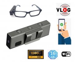 Caméra WiFi POV Sports Vlog FULL HD pour lunettes + 16Go