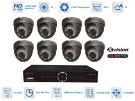 AHD CCTV-systemer - 8x kamera 1080P med 40 meter IR og DVR